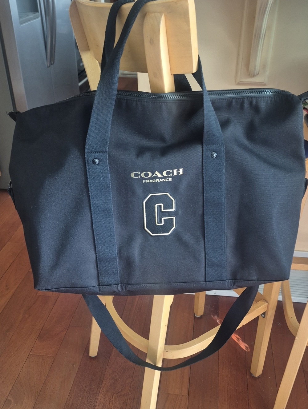 COACH Black Canvas Tote Bag with Logo Accent